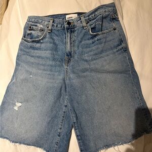 ASKK NY Light Blue Distressed Un hemmed Denim Long Shorts